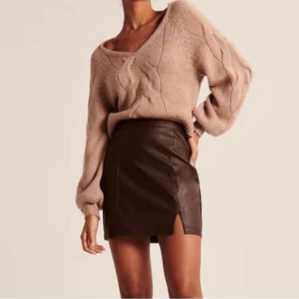 Abercrombie Vegan Leather Brown Skirt